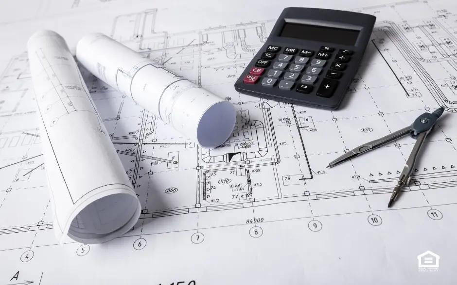 Construction plans with calculator